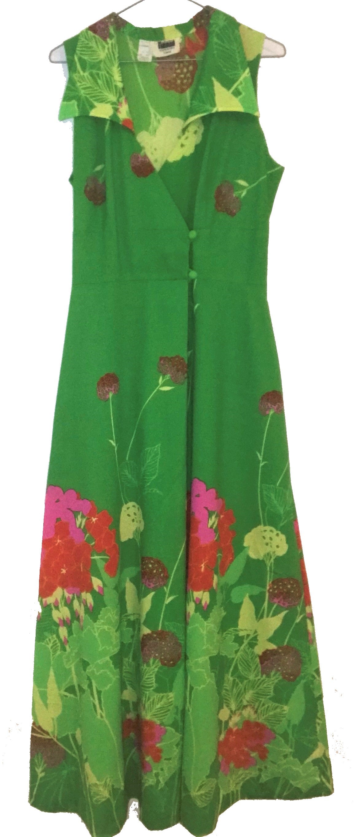 XL04- Green floral xtra long dress 38C/32W