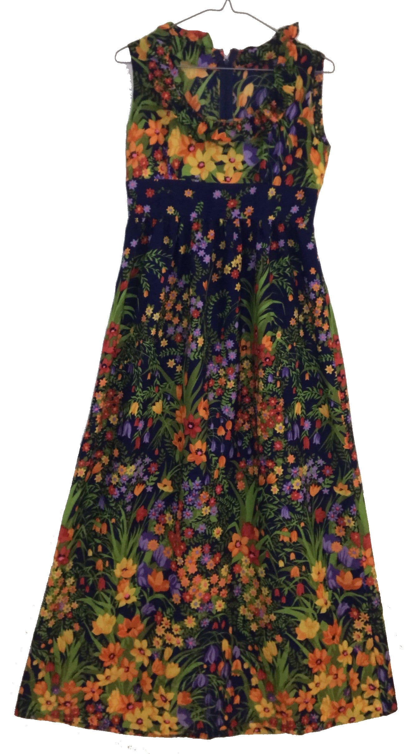 XL07- Navy floral xtra long dress 35C/29W