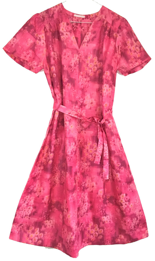 M54- watercolor pink midi dress 40C