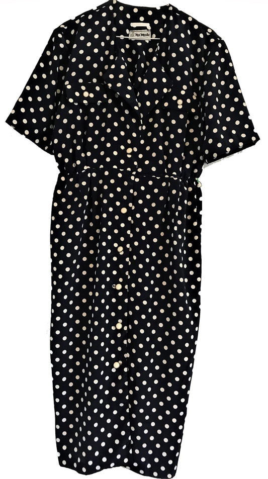 M28- Navy white dot midi dress 41C/34W