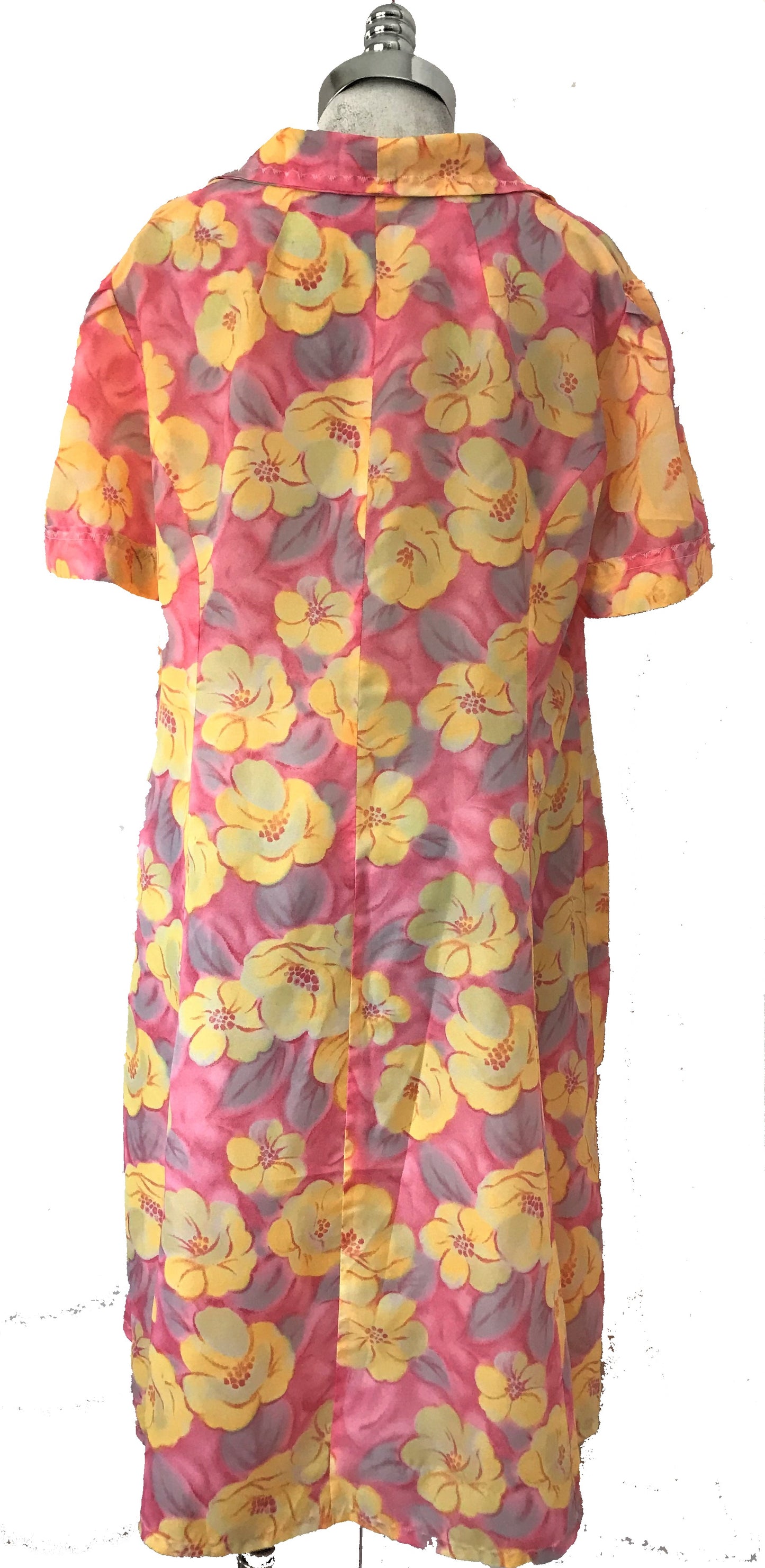 M88-Pink and Yellow Floral midi dress 44C/42W