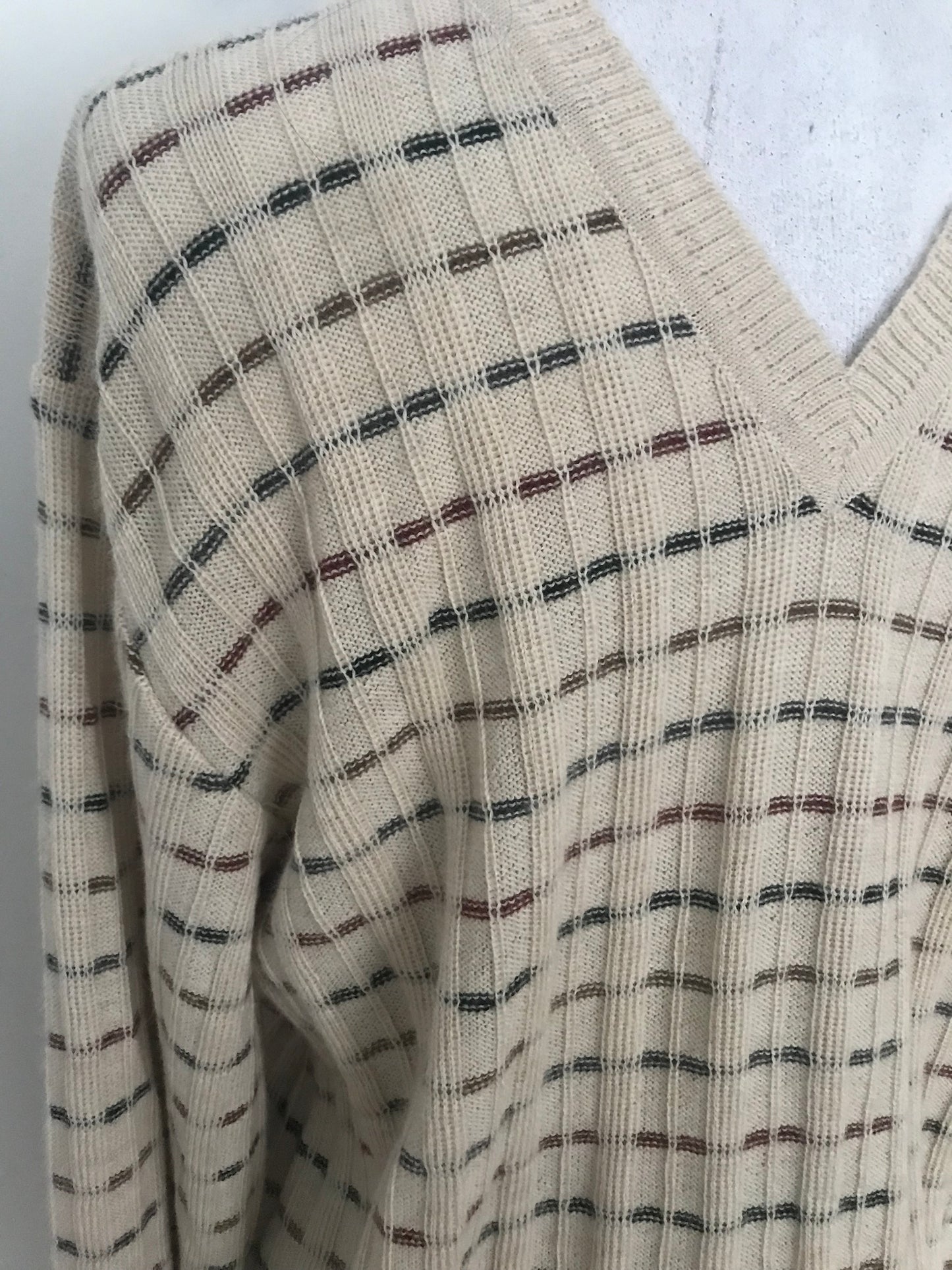 SW20-Beige weave striped sweater 40-42C