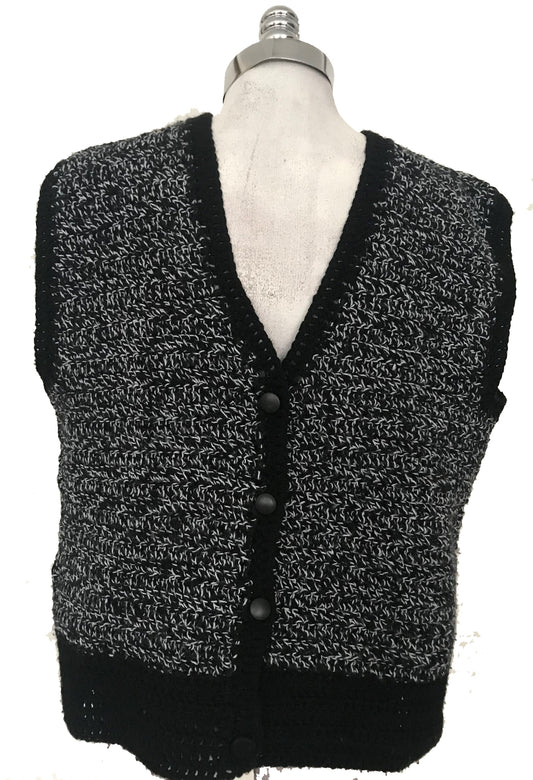 SV113-Black white crochet vest 42C