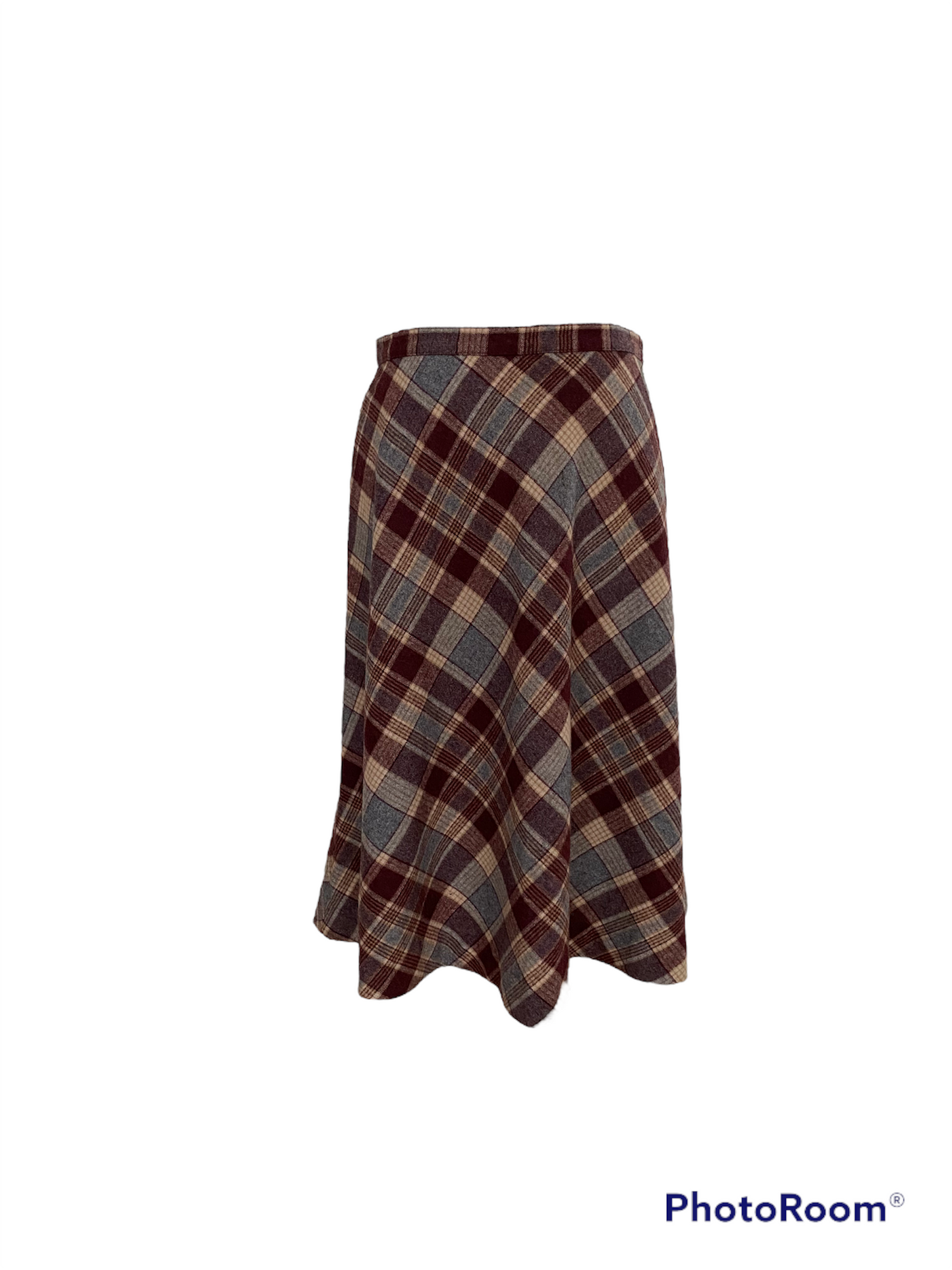 WS02- Burgundy plaid skirt 28W