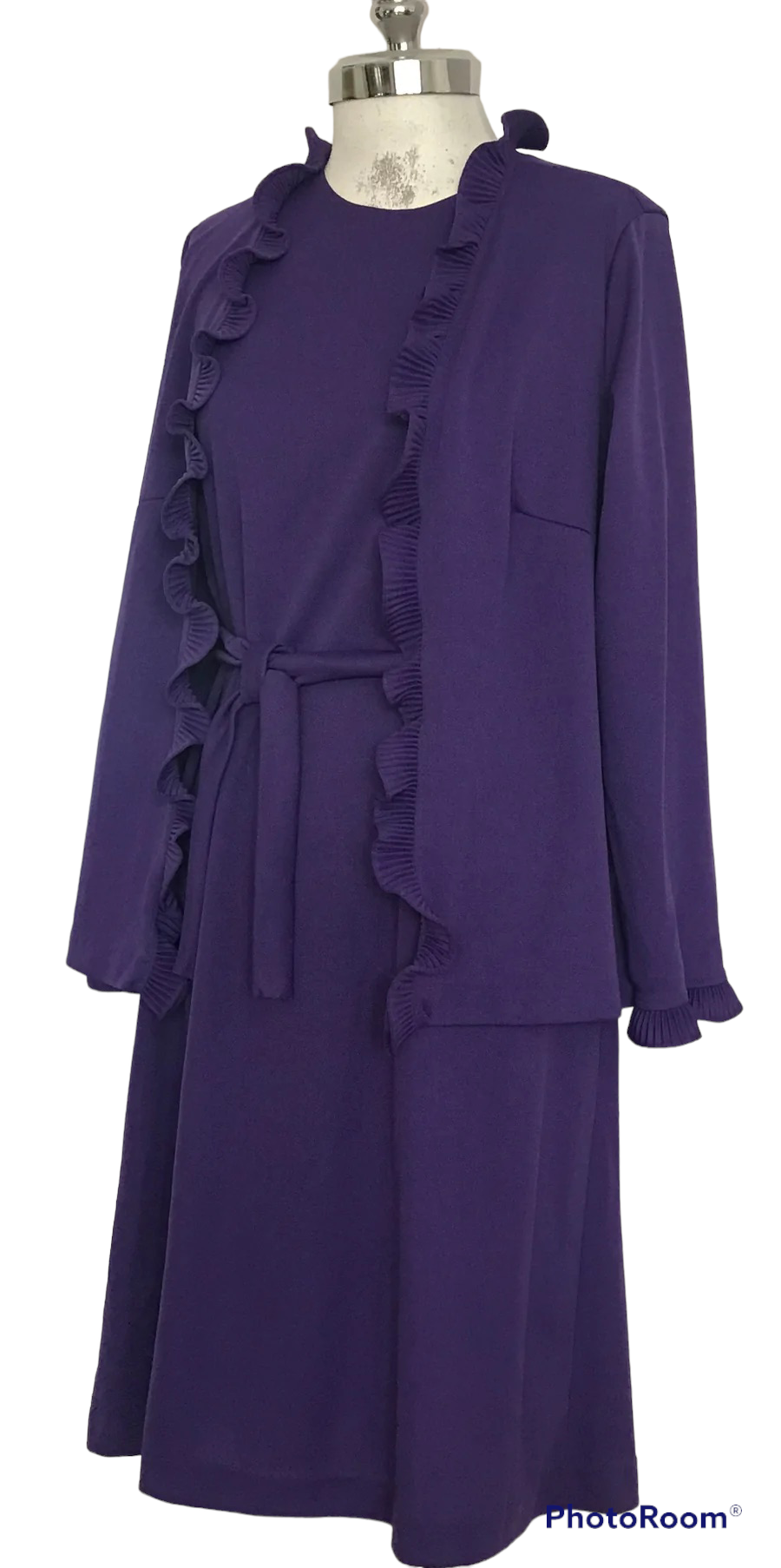 M68- Purple poly 2pc, midi dress 38C