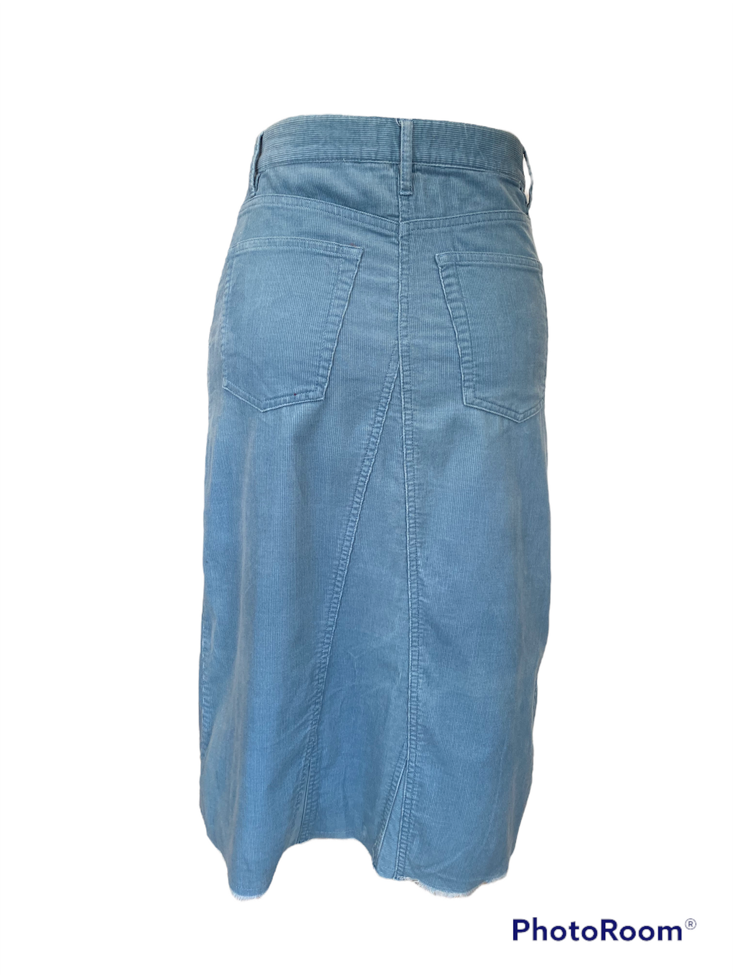 WS22- Lt. Blue cord midi skirt 26W