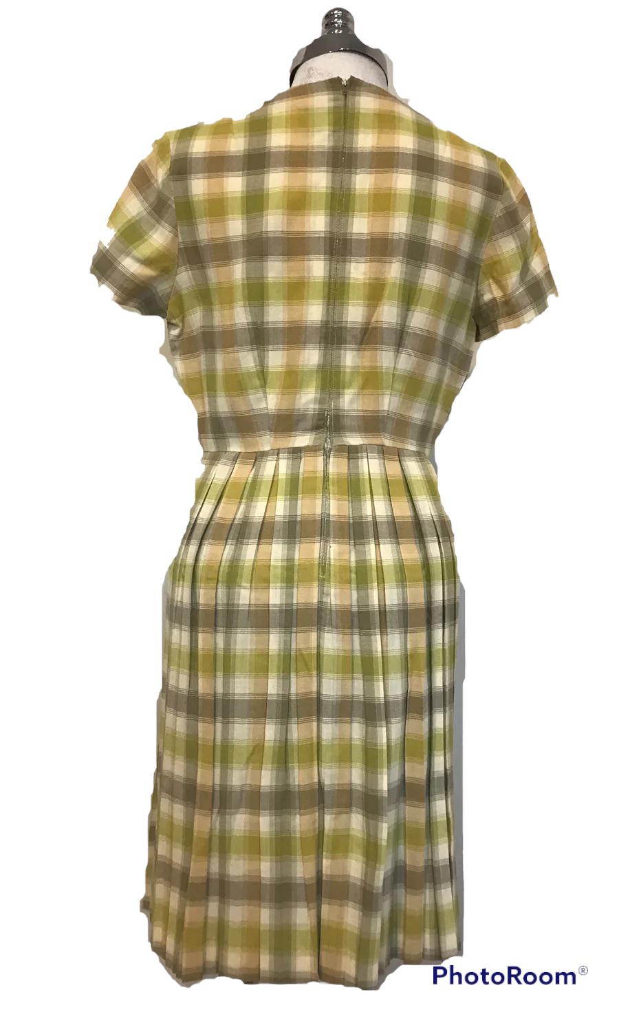 M07H-Green plaid dress 34C/30W