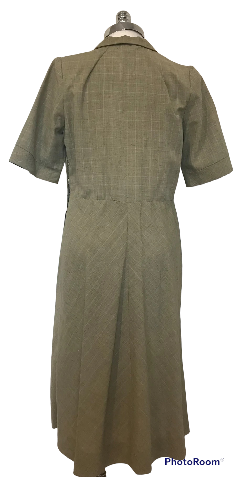 M08H-Pale green check midi dress 36C/32W