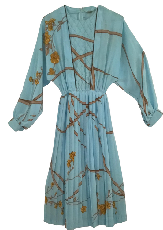 M03-ice blue pattern midi dress 32C/26W