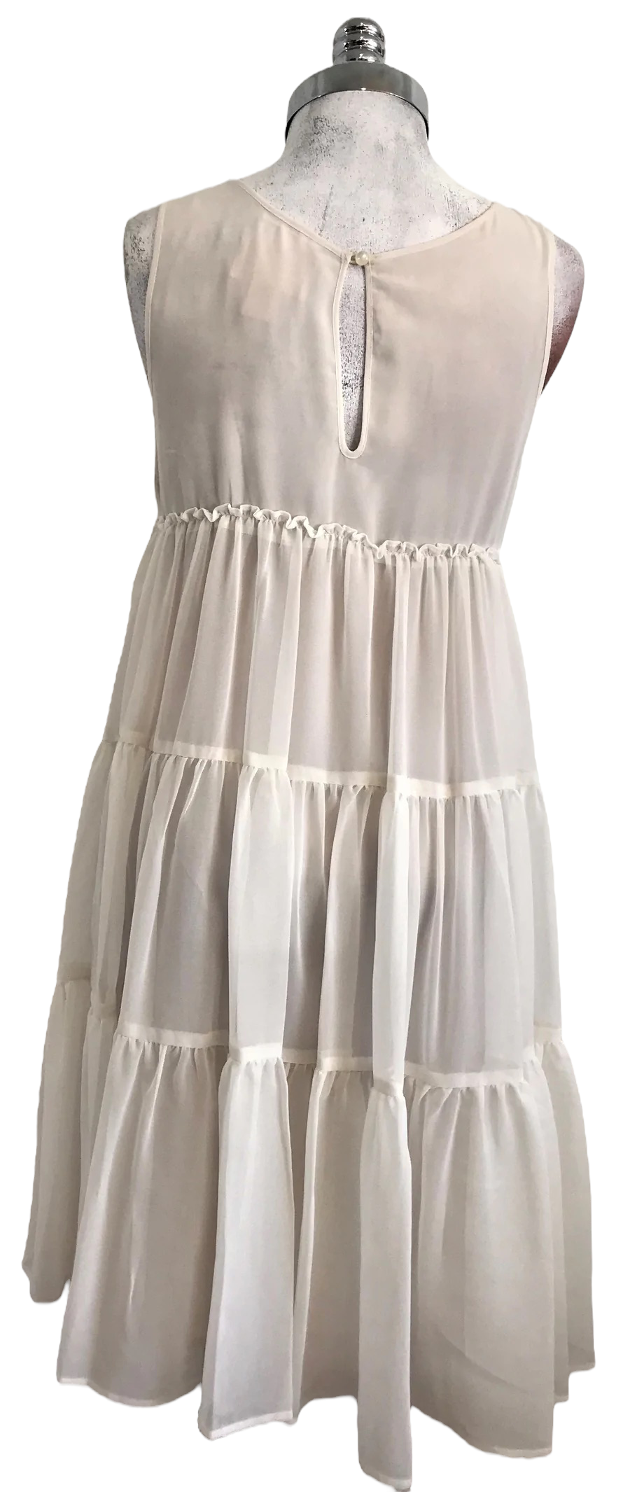 M46H- Cream ruffle layer midi dress 35C