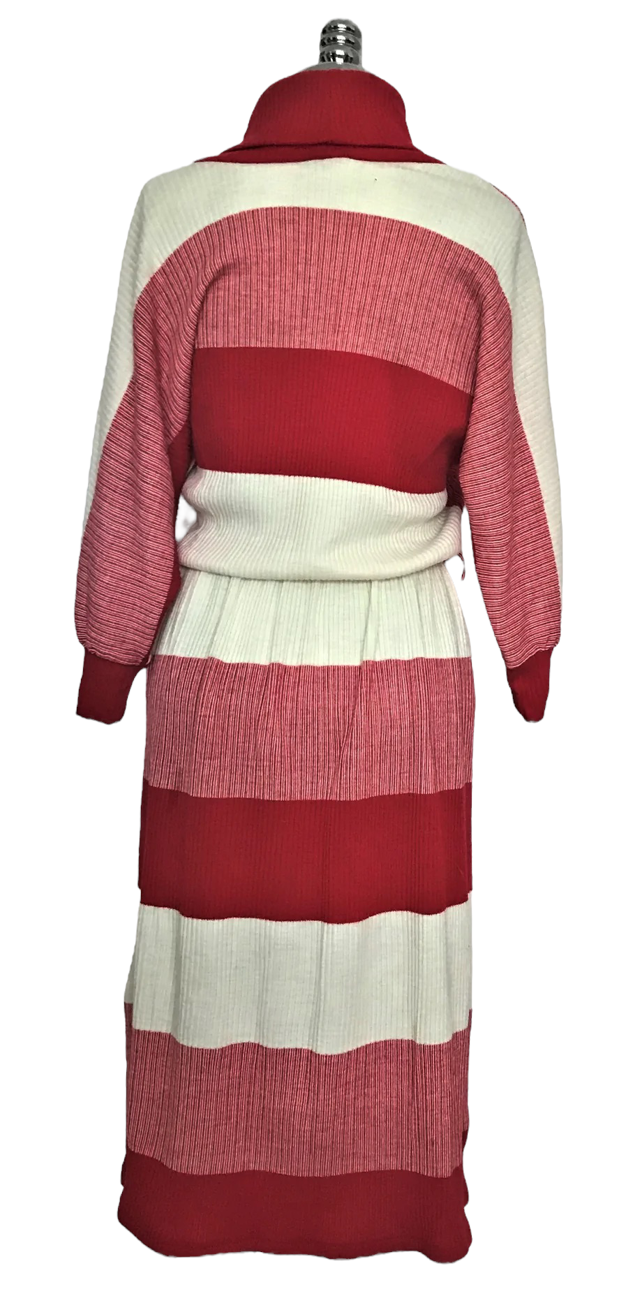 M67- Red off white stripe knit midi dress 34C/32W