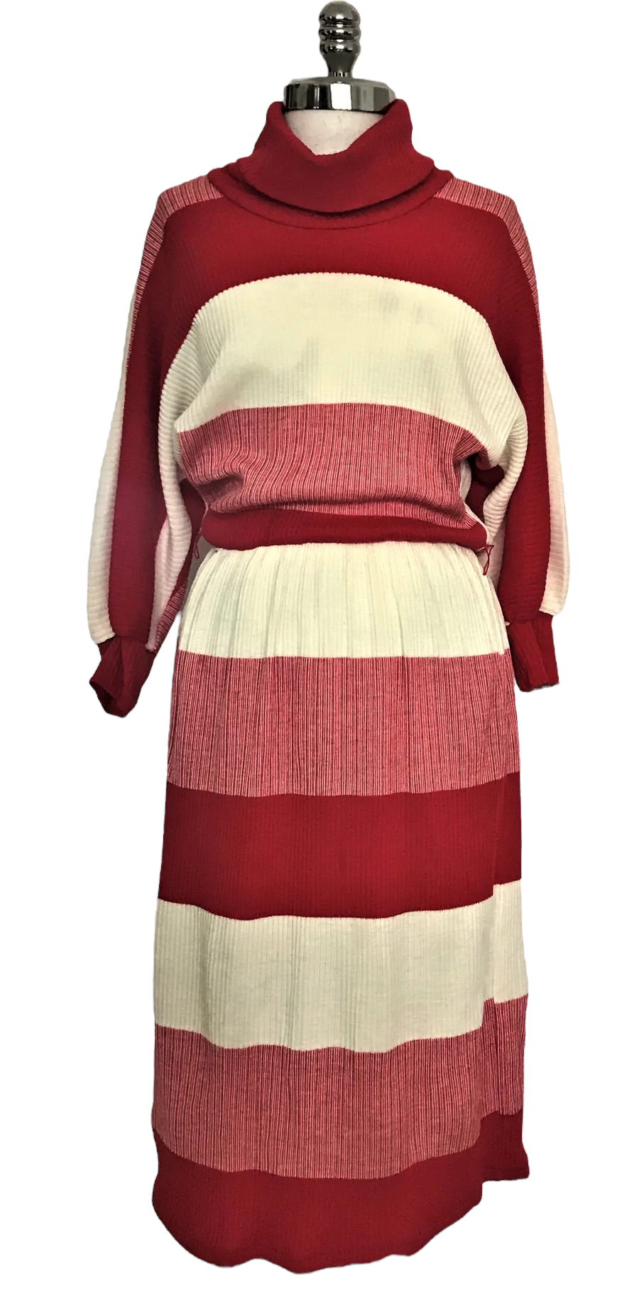 M67- Red off white stripe knit midi dress 34C/32W