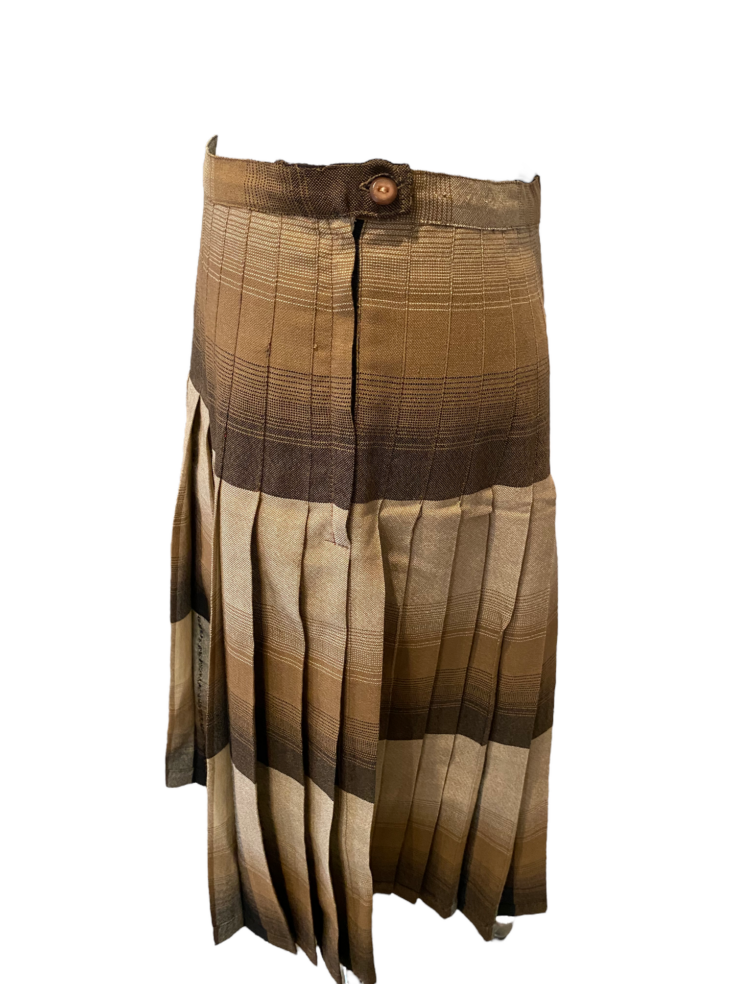 WS58- Brown plaid pleated skirt 30W