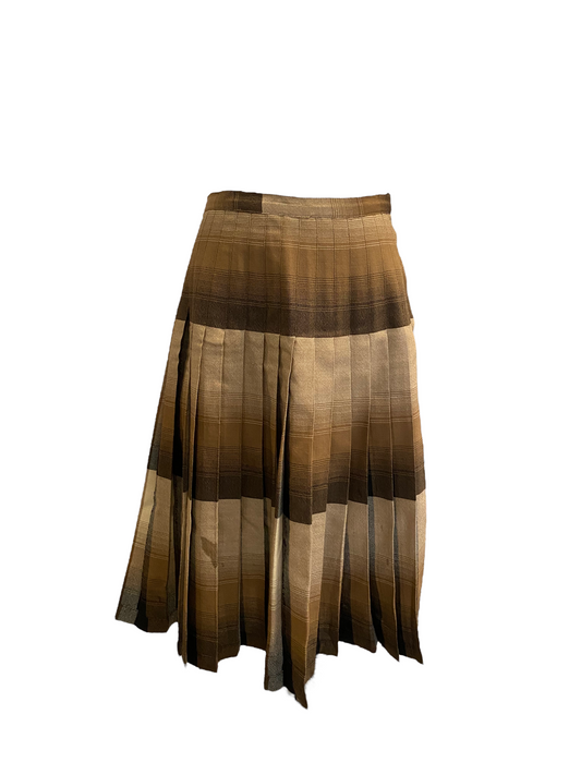 WS58- Brown plaid pleated skirt 30W