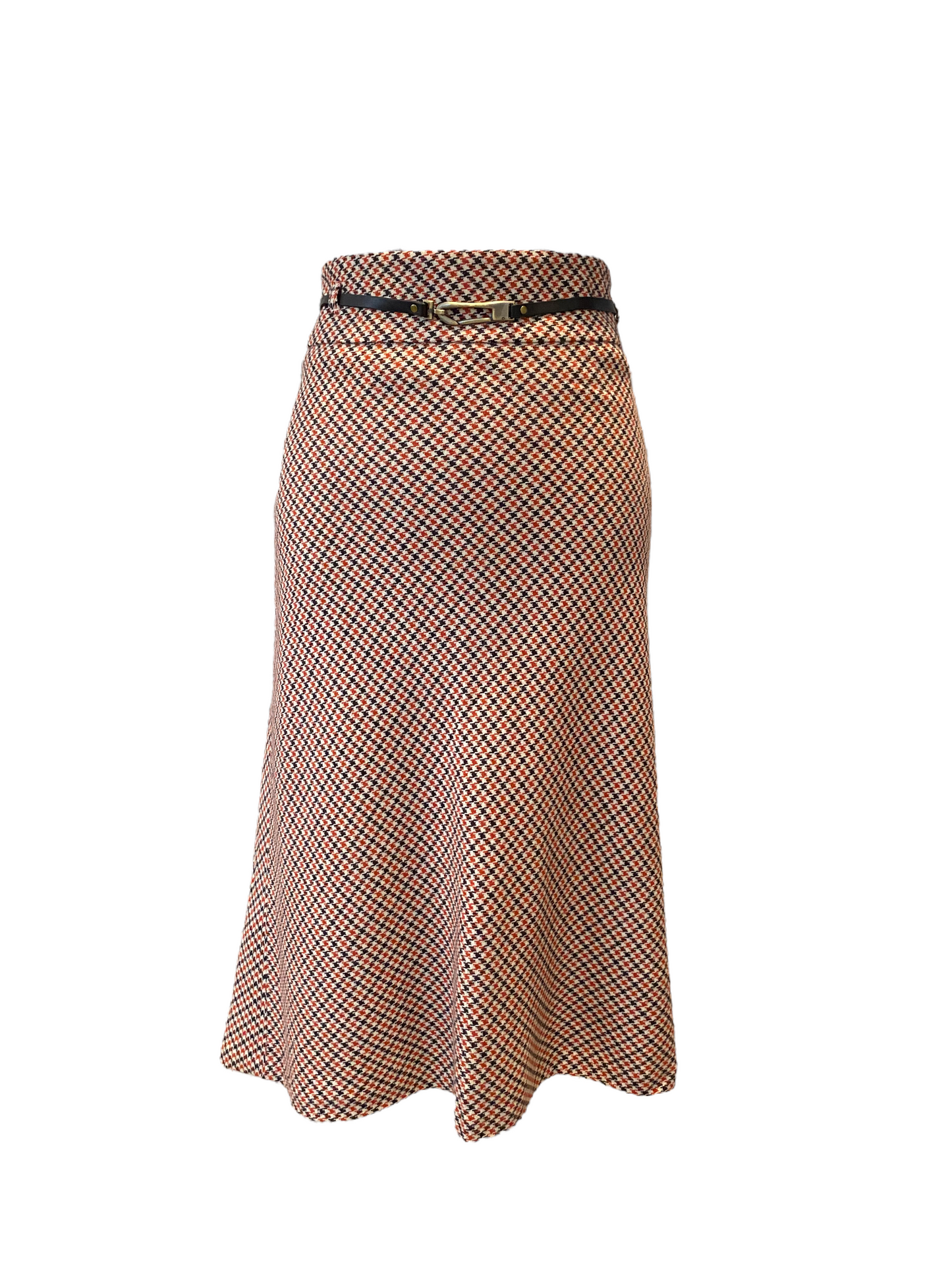 WS57- Orange, Brown Houndstooth pattern skirt 38W (16)