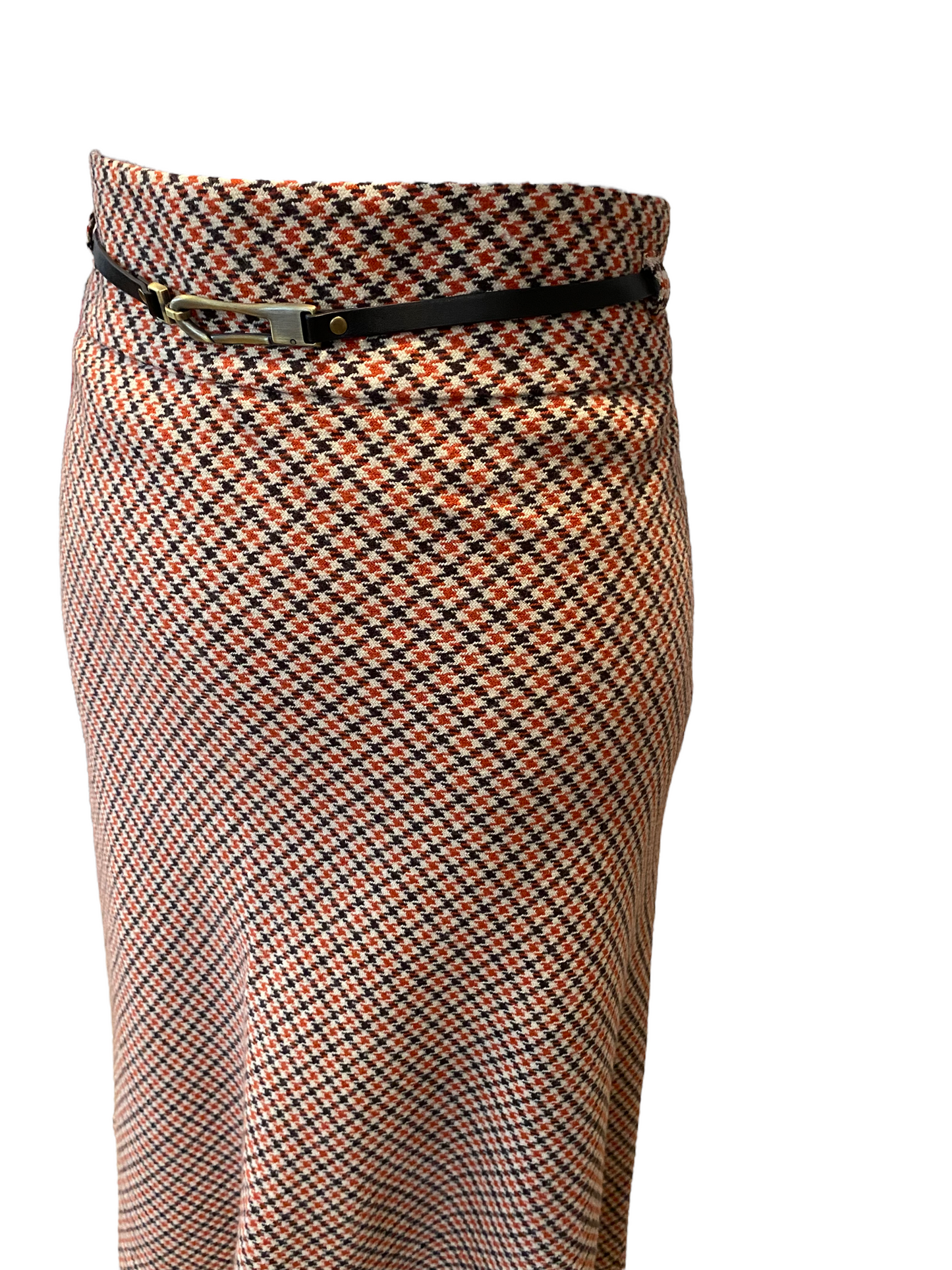 WS57- Orange, Brown Houndstooth pattern skirt 38W (16)