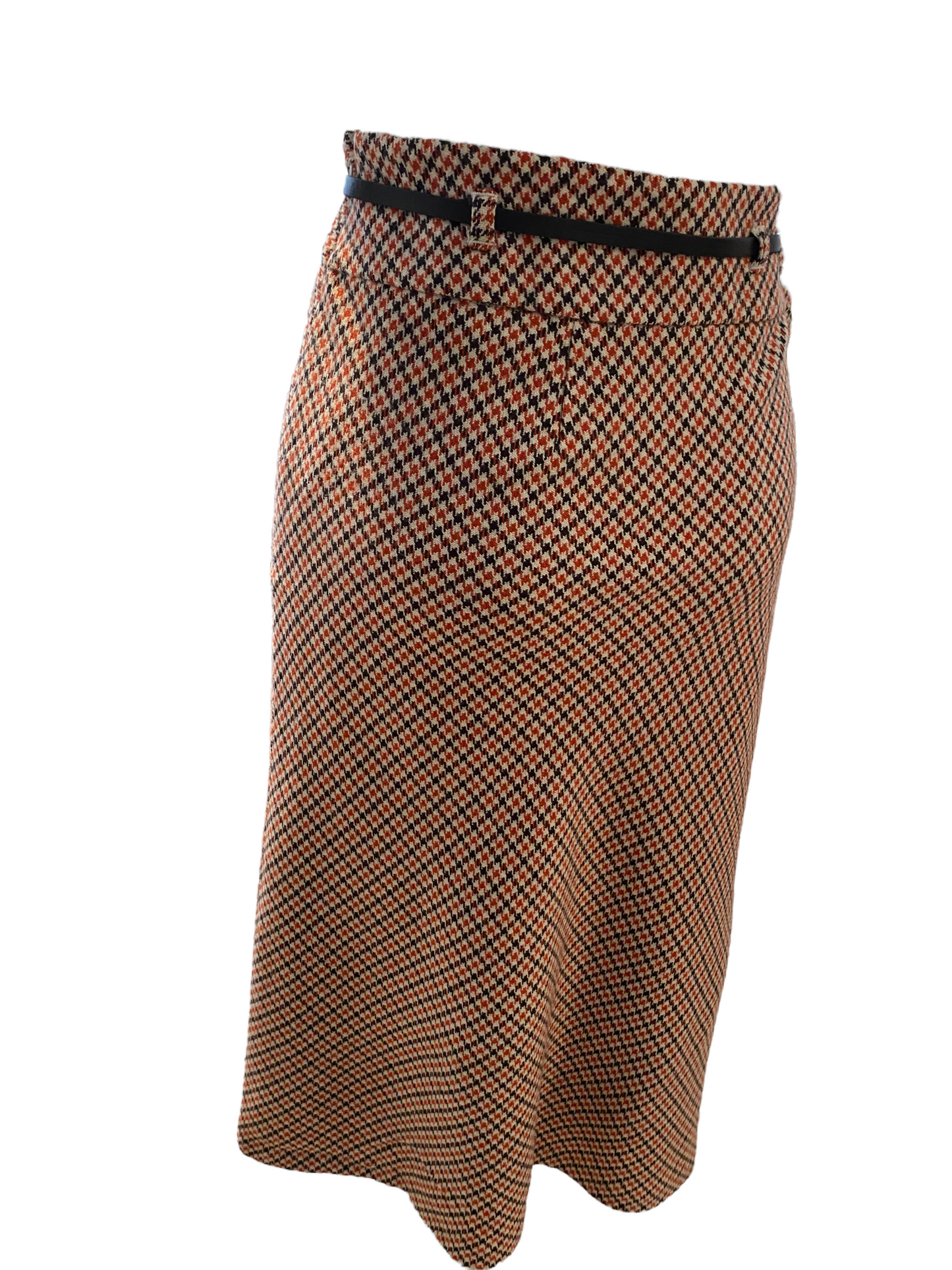 WS57- Orange, Brown Houndstooth pattern skirt 38W (16)