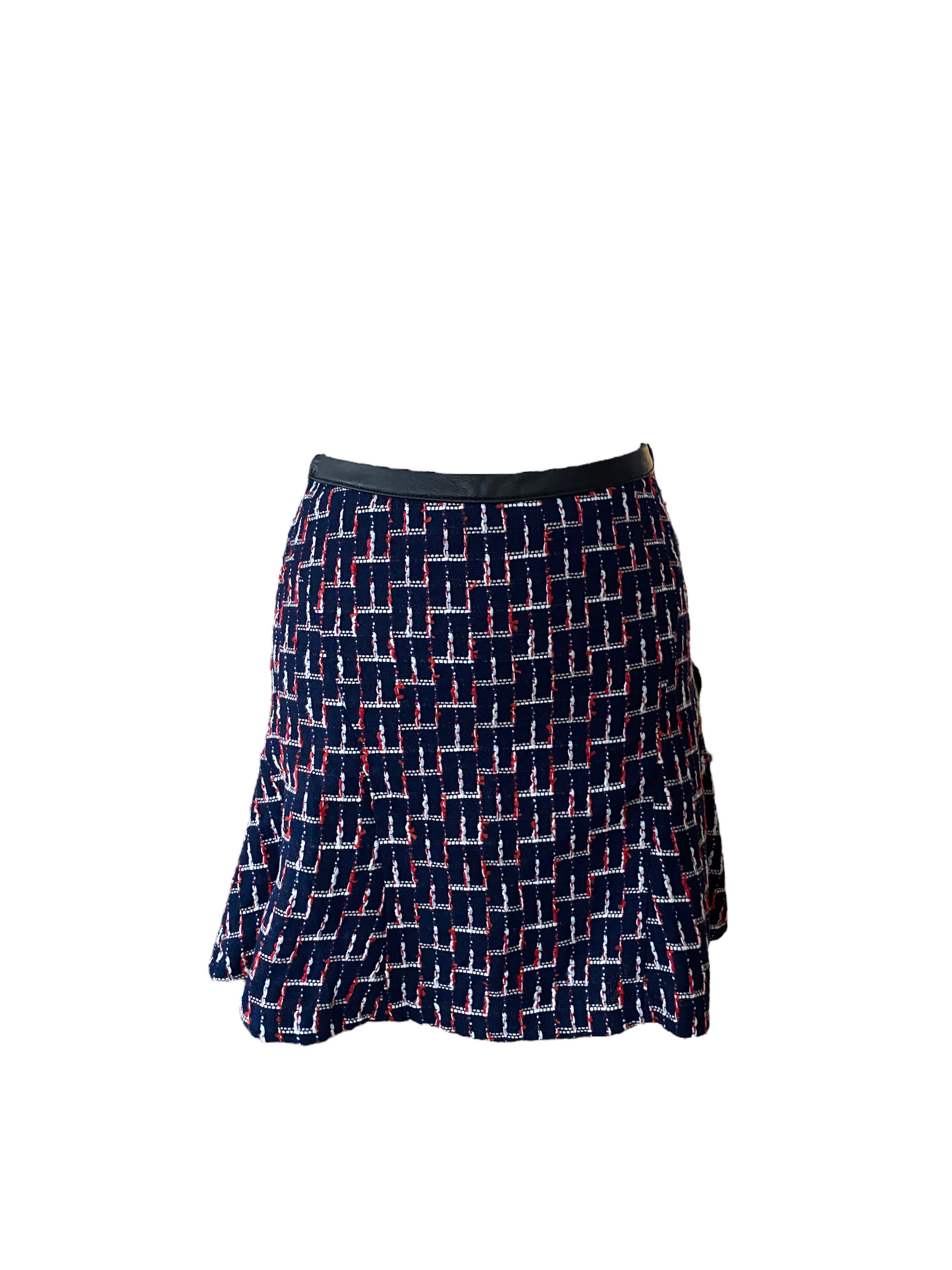 WS40-Navy with Red, white tweed skirt 28W