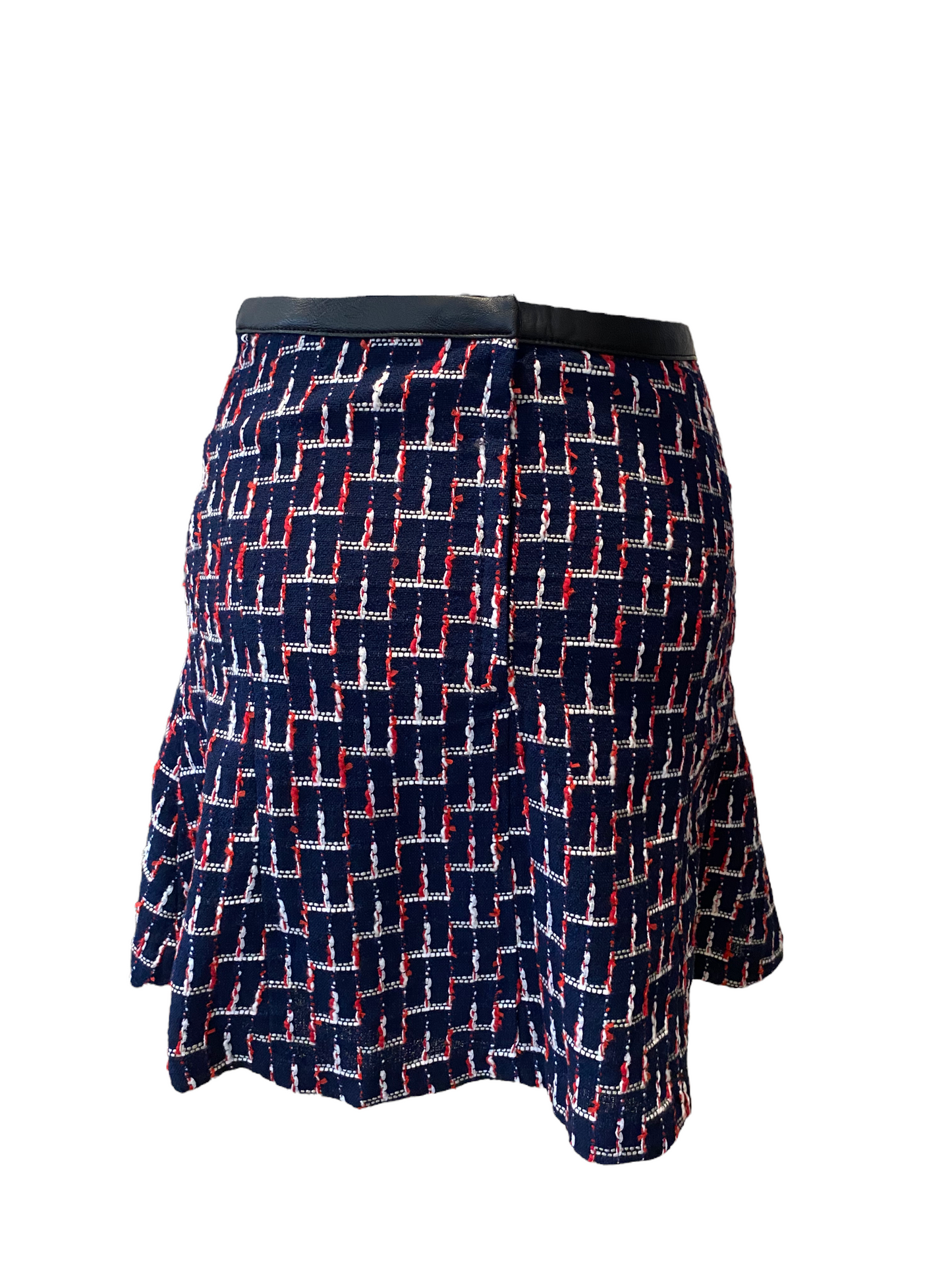 WS40-Navy with Red, white tweed skirt 28W