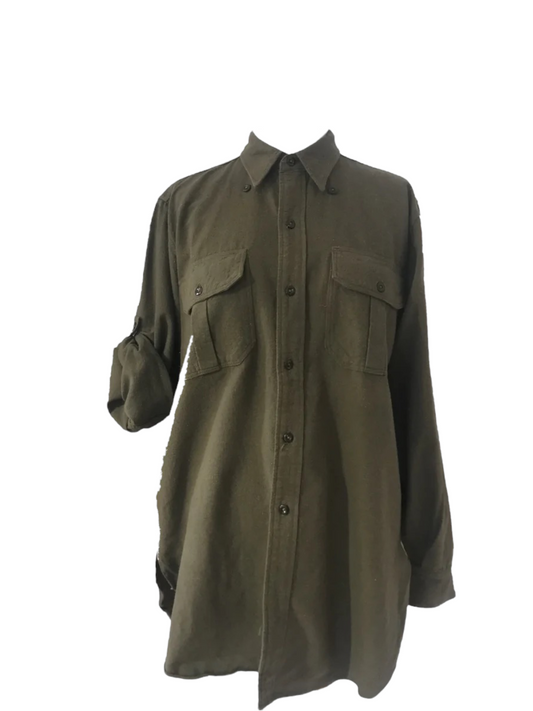 MS115-119 Green flannel military shirt