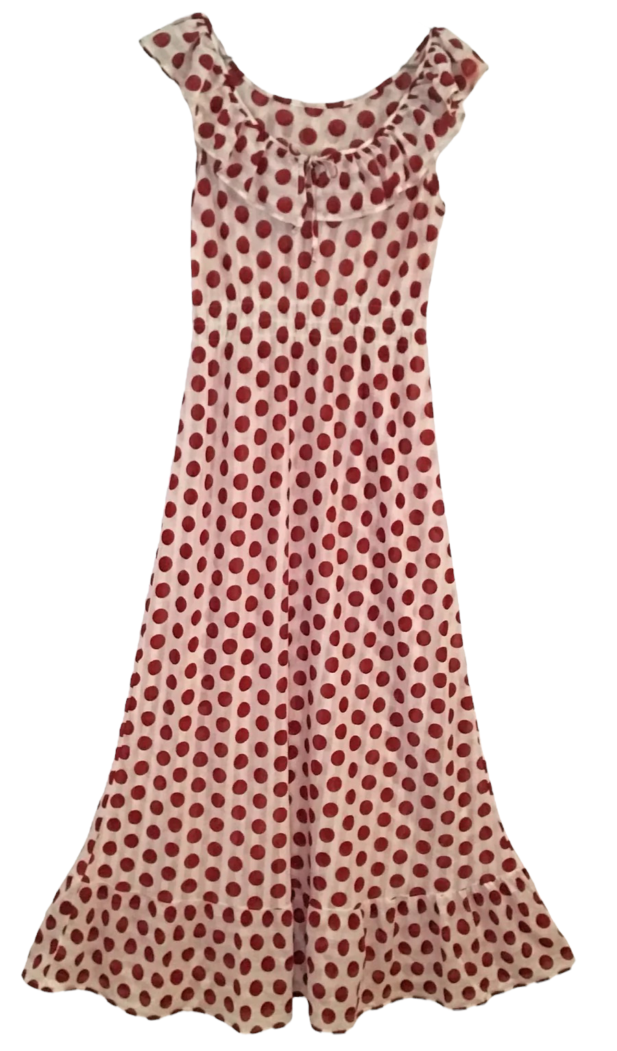 XL12-Red poka dot xtra long dress 31C/26W