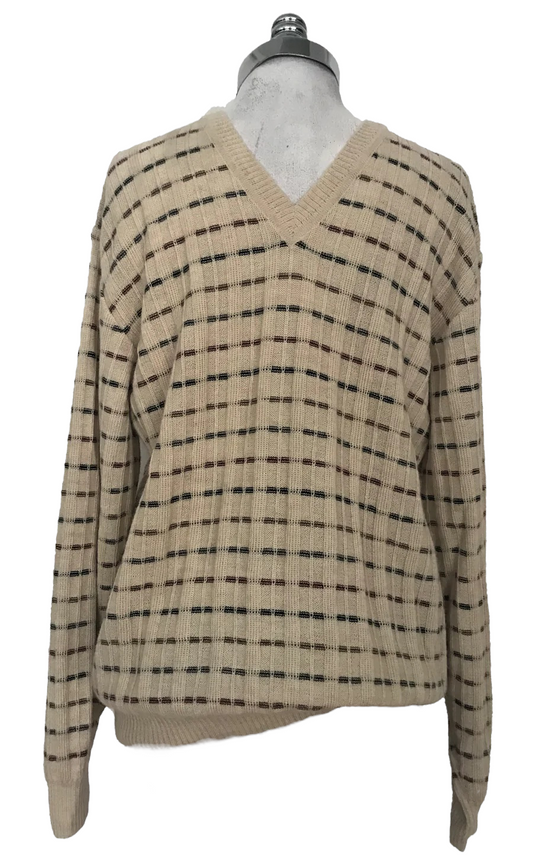 SW20-Beige weave striped sweater 40-42C