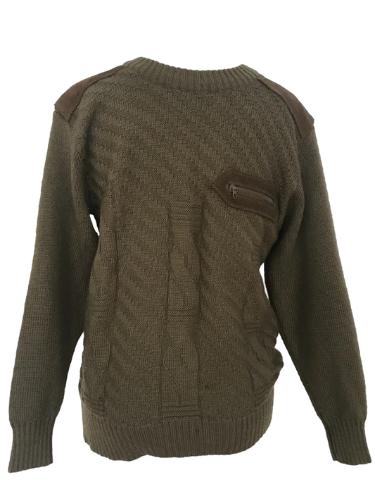 SW24- Khaki knit suede sweater 38C