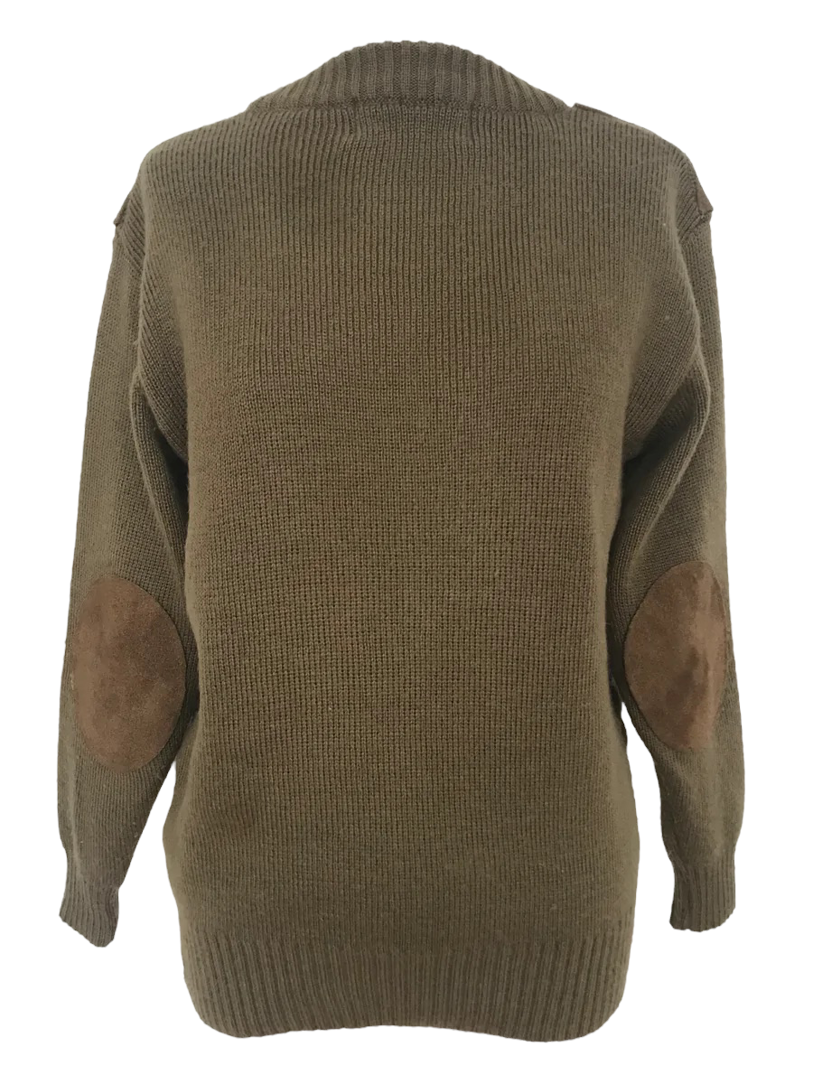 SW24- Khaki knit suede sweater 38C