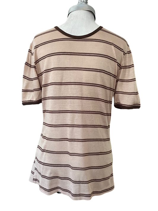 STS08- Vintage Tan with Brown stripe Tshirt 36C