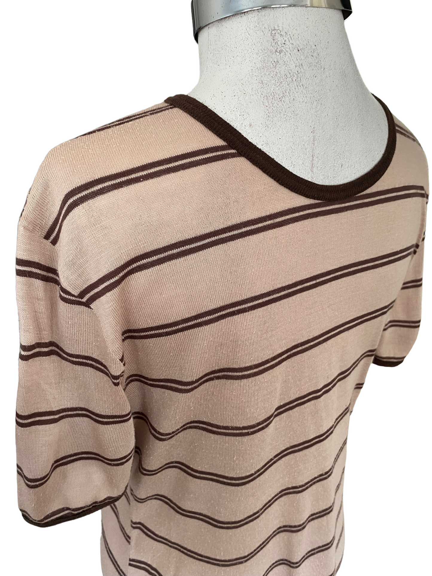 STS08- Vintage Tan with Brown stripe Tshirt 36C