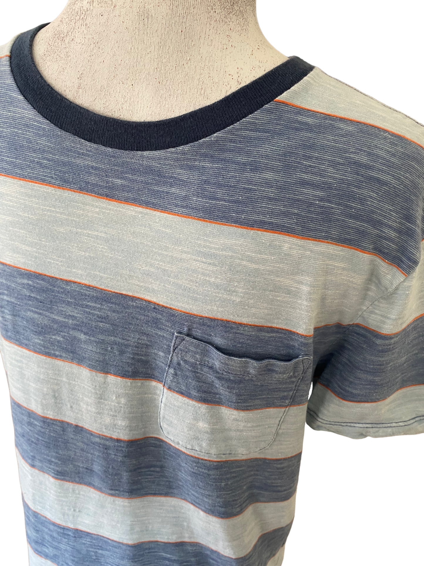 STS04- Lt.Blue and blue striped crew Tshirt 34C