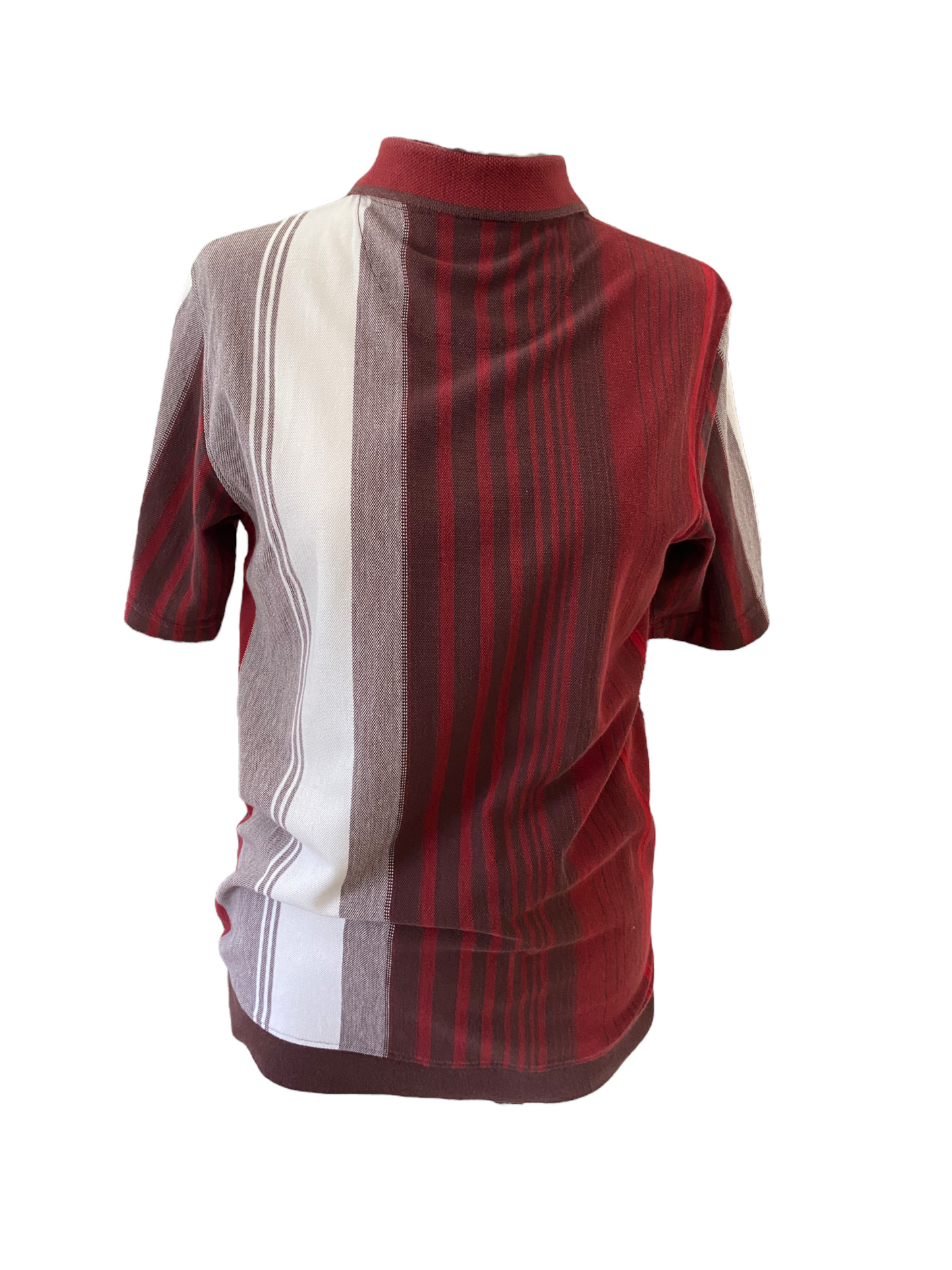 PSH01- Red Burgundy striped polo 34C