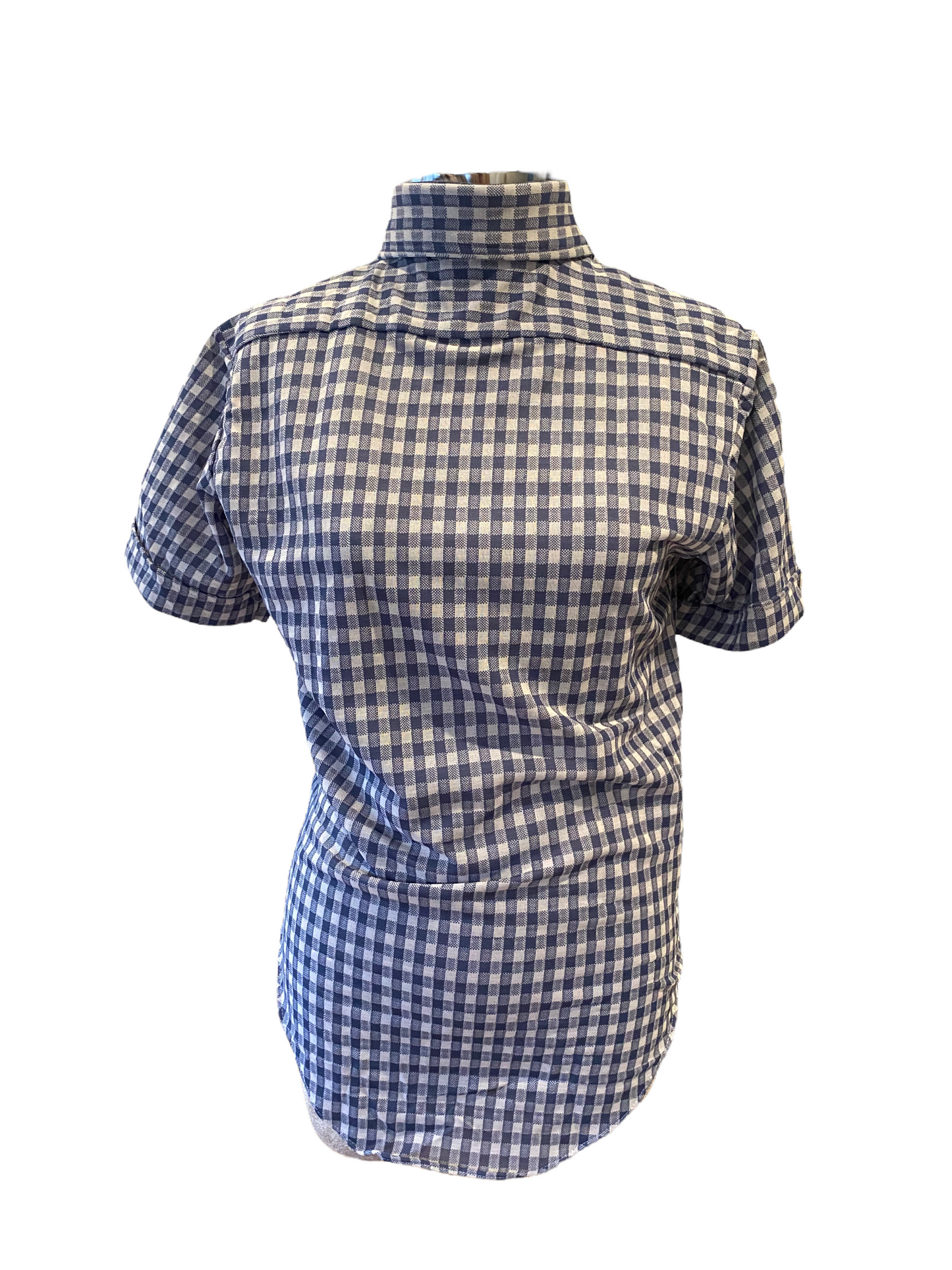 SH03-Blue checkered Vintage shirt 37C