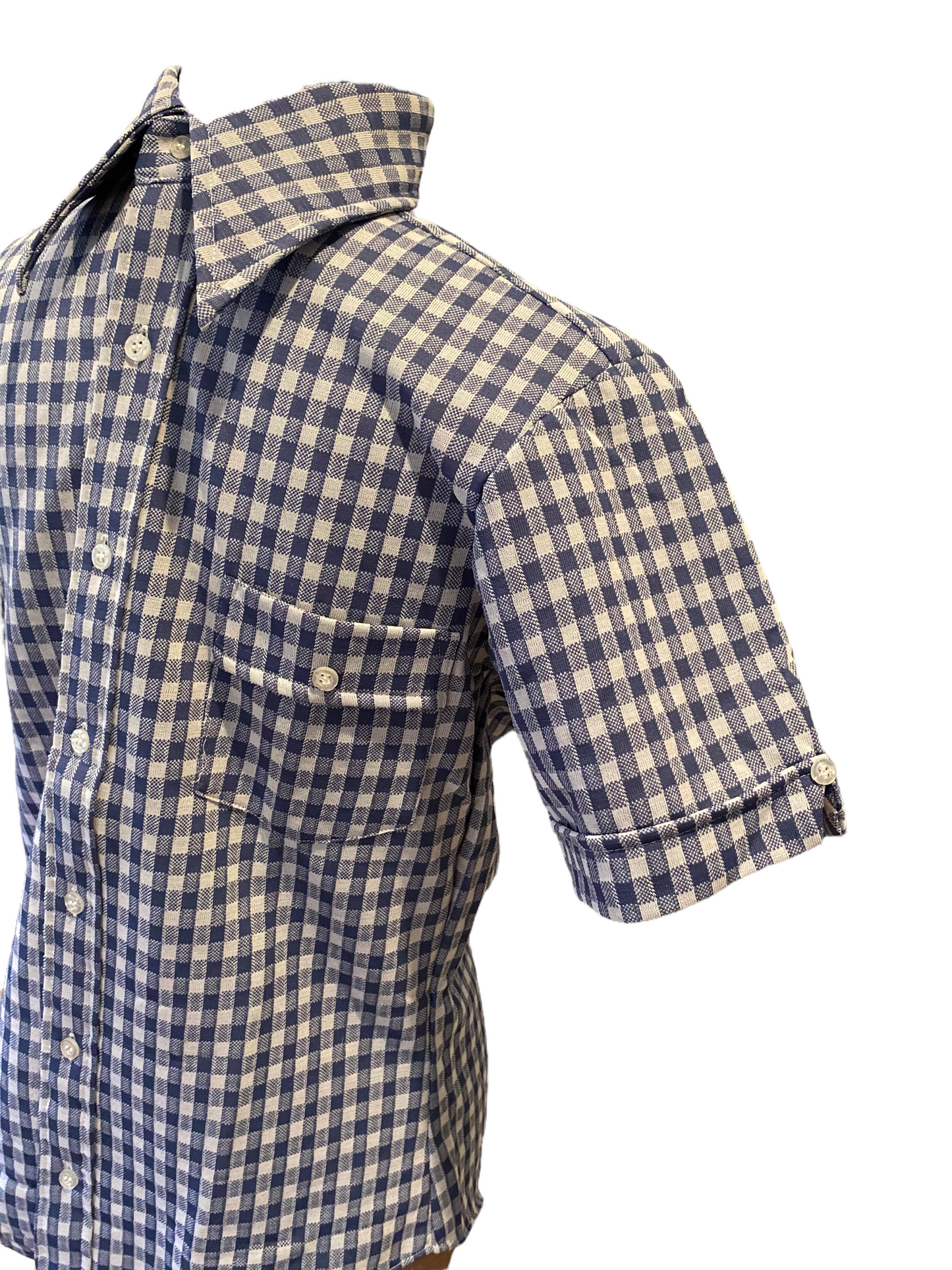 SH03-Blue checkered Vintage shirt 37C