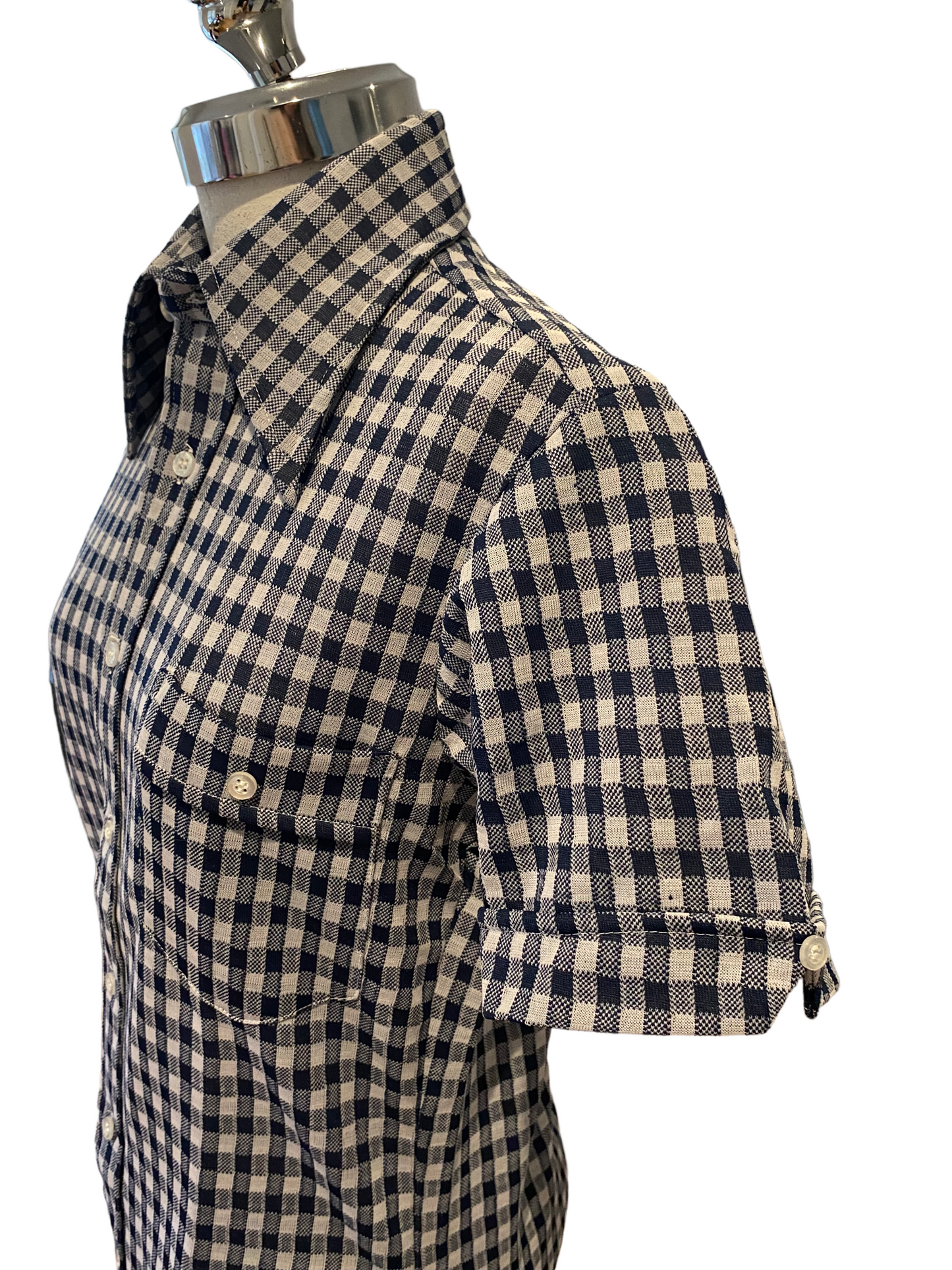 SH04-Navy checkered Vintage shirt 37C