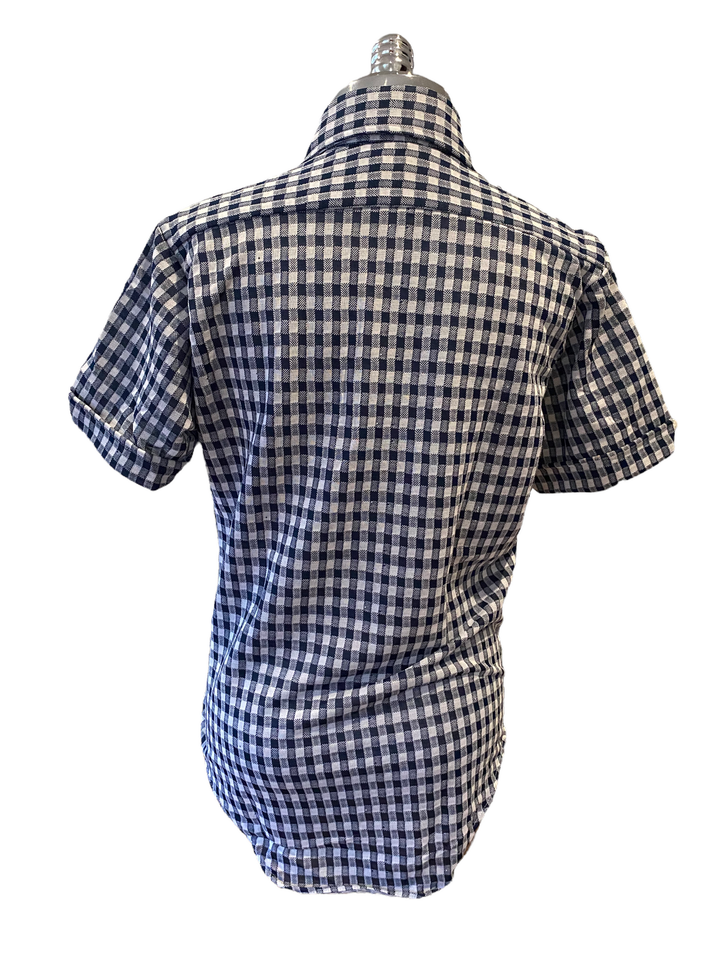 SH04-Navy checkered Vintage shirt 37C