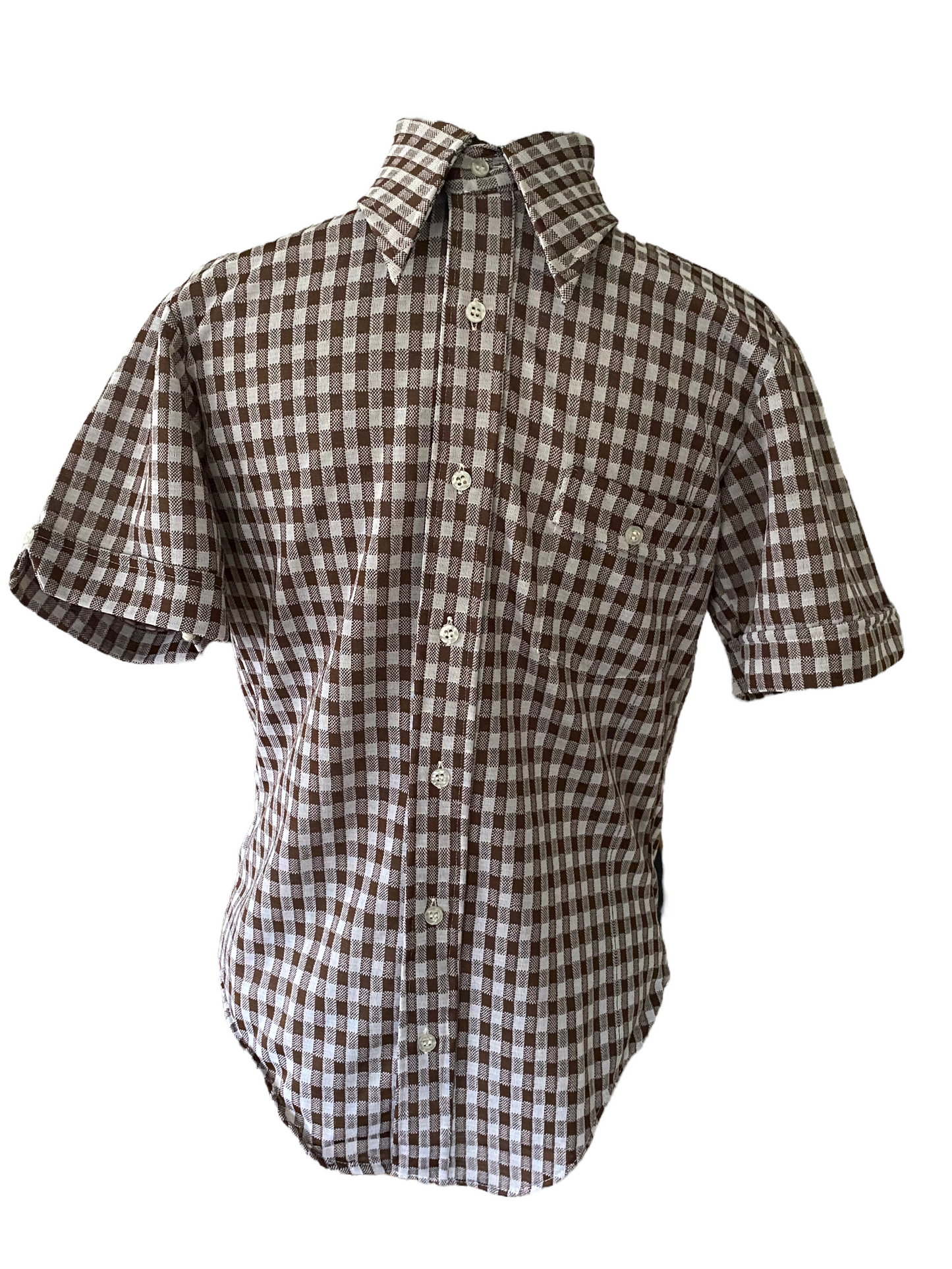 SH05-Brown checkered Vintage shirt 37C