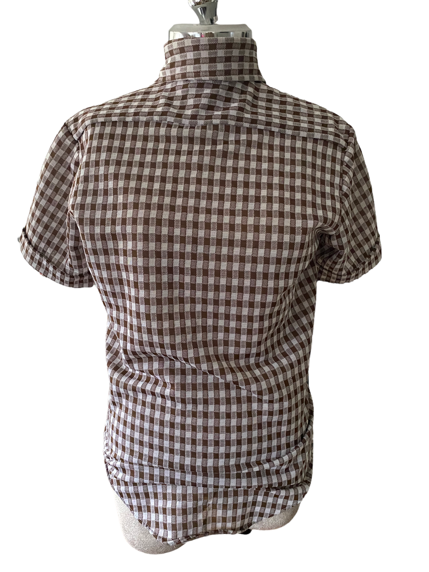 SH05-Brown checkered Vintage shirt 37C