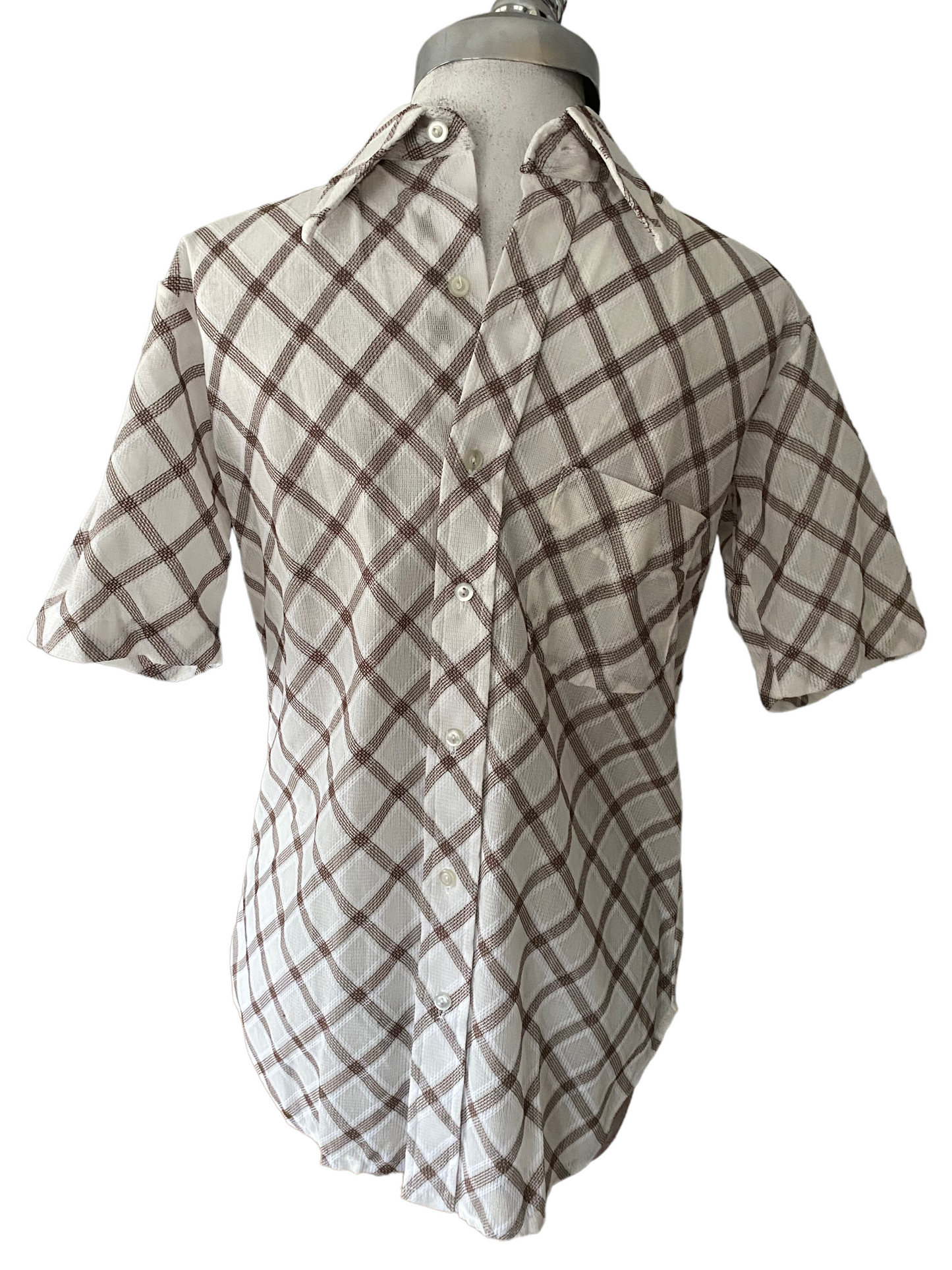 SH07- Brown creme crosscheck shirt 38C