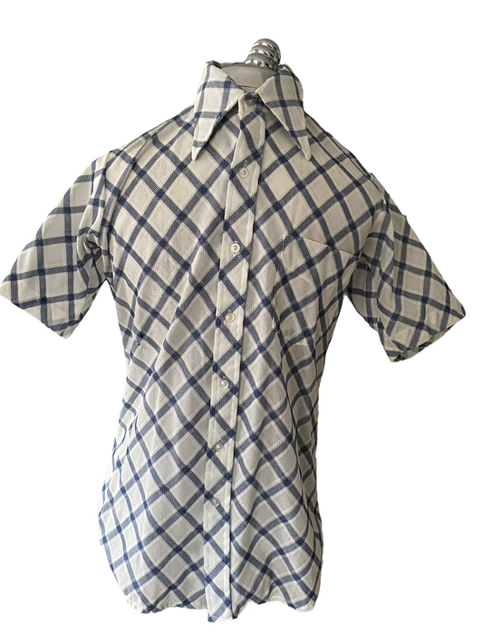 SH09- Navy crosscheck Vintage shirt 38C