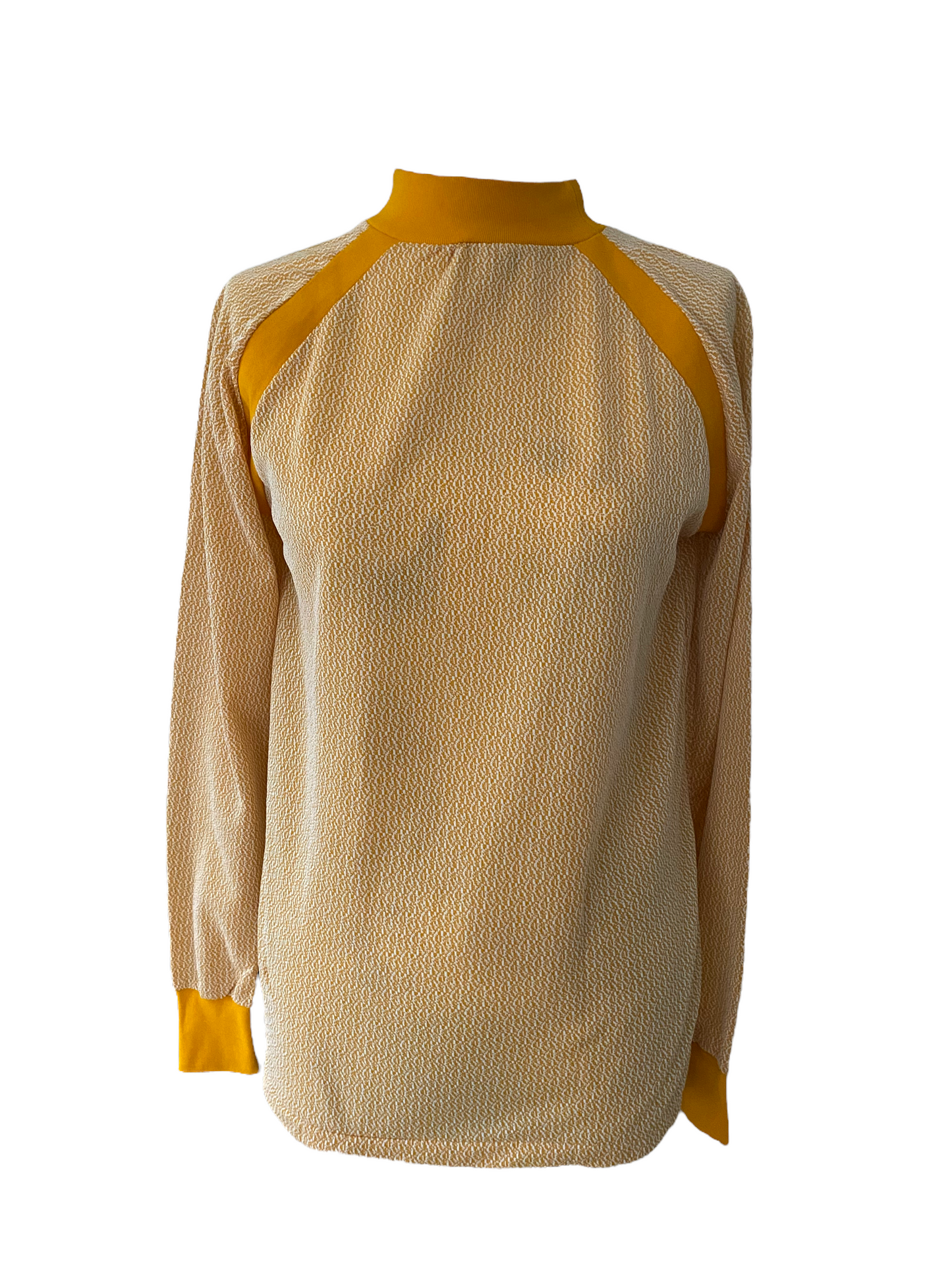 SH11- Yellow pattern Vintage Mock neck 36C