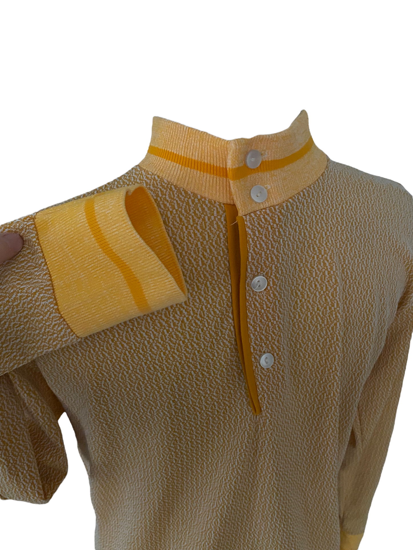 SH12- Yellow Mock Henley Vintage shirt 36C