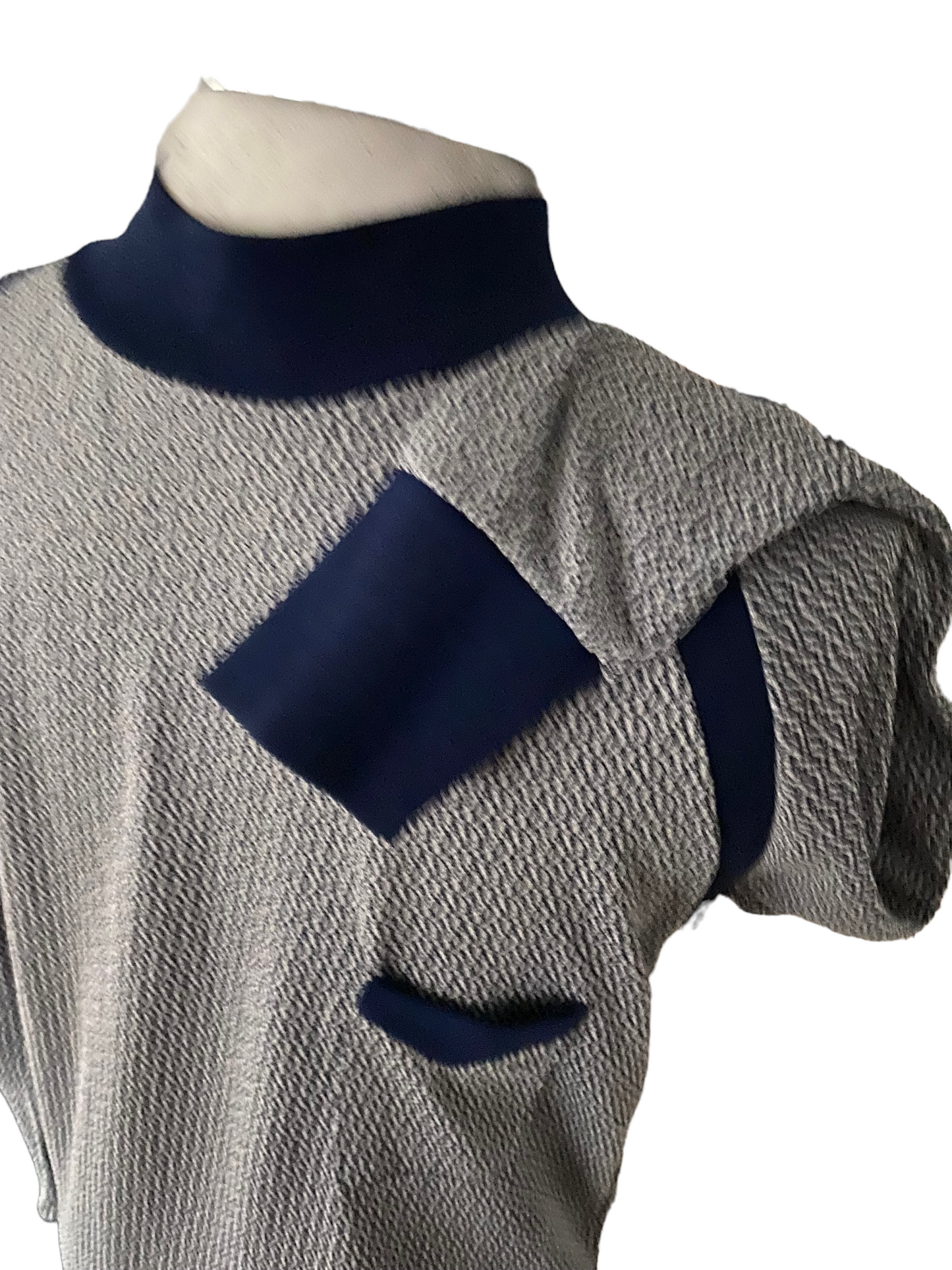 SH13-Navy Vintage mock neck shirt 36C