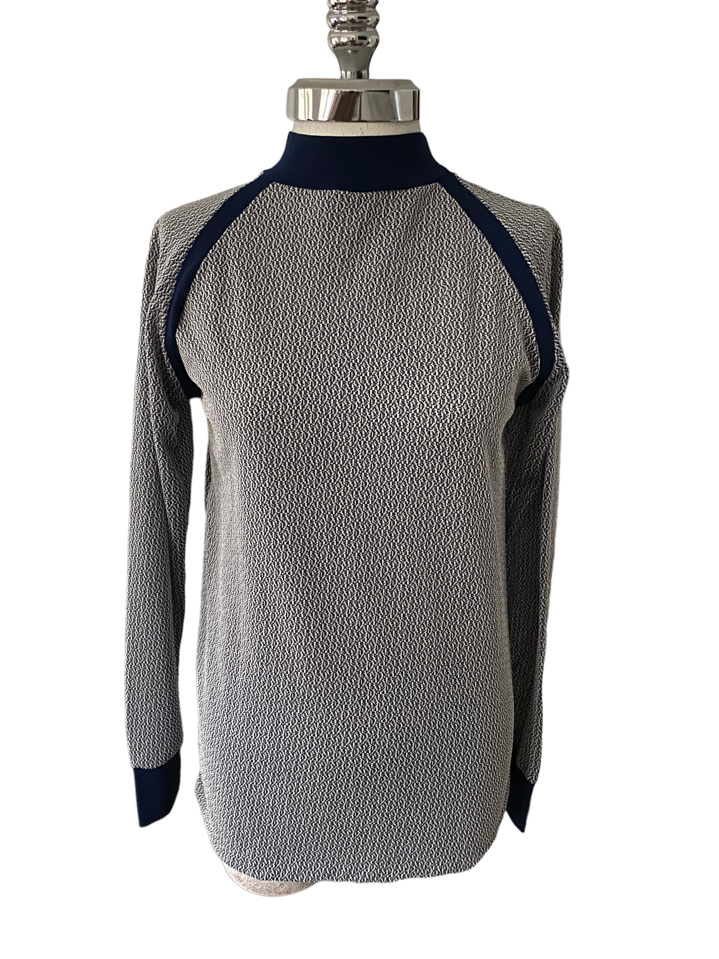 SH13-Navy Vintage mock neck shirt 36C